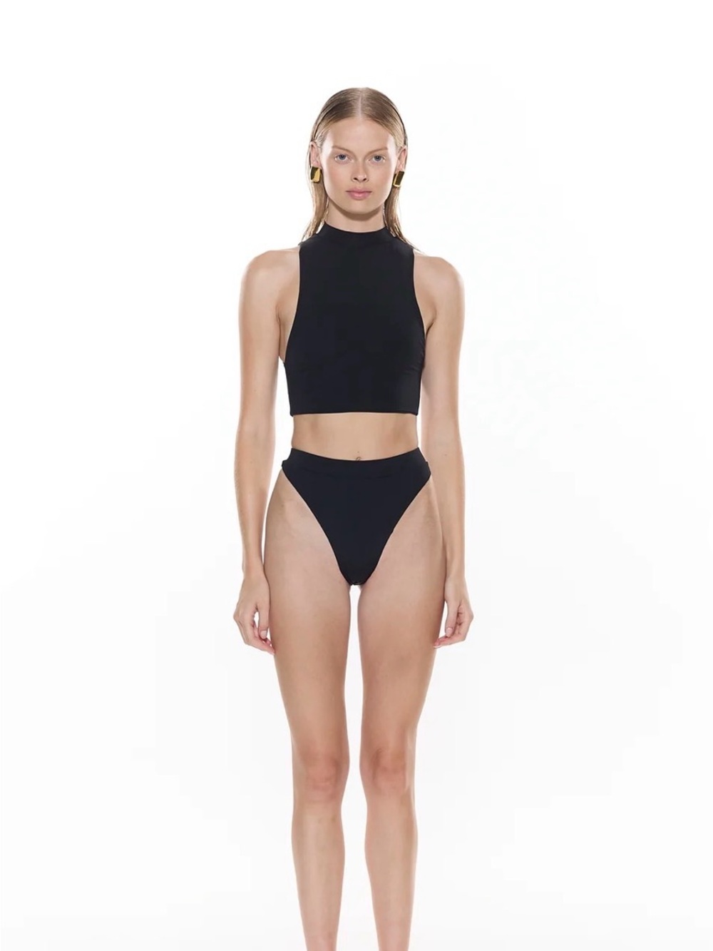 Myra Swim High-Neck Black Bikini Set — Sleek Two-Piece Swimwear